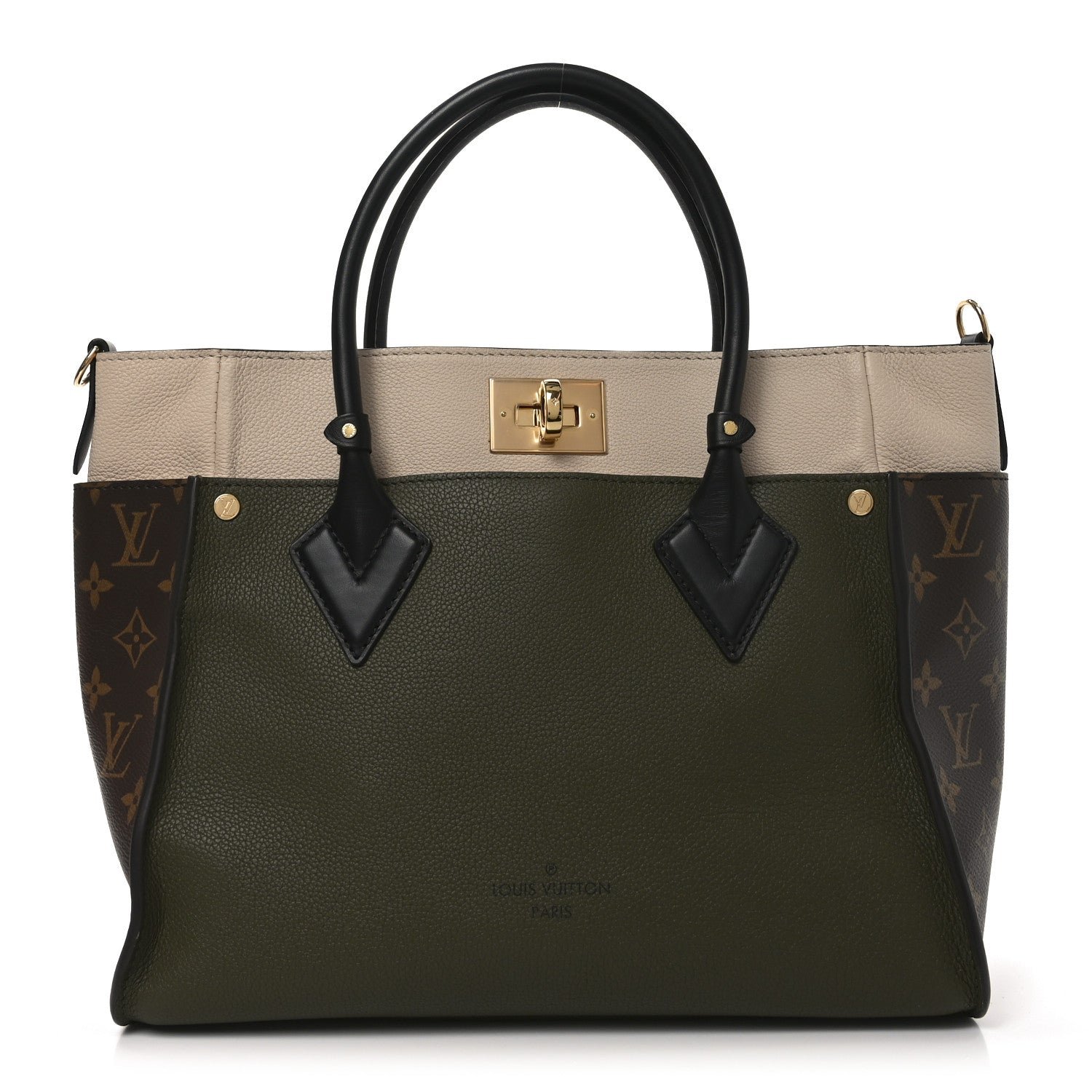 Louis Vuitton Louis Vuitton Calfskin Monogram On My Side MM Laurier Green Toffee Latte Beige