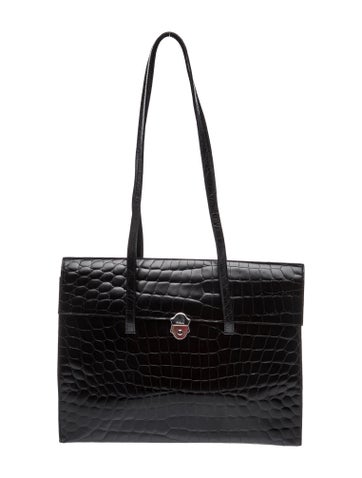 Embossed Leather Top Handle Bag