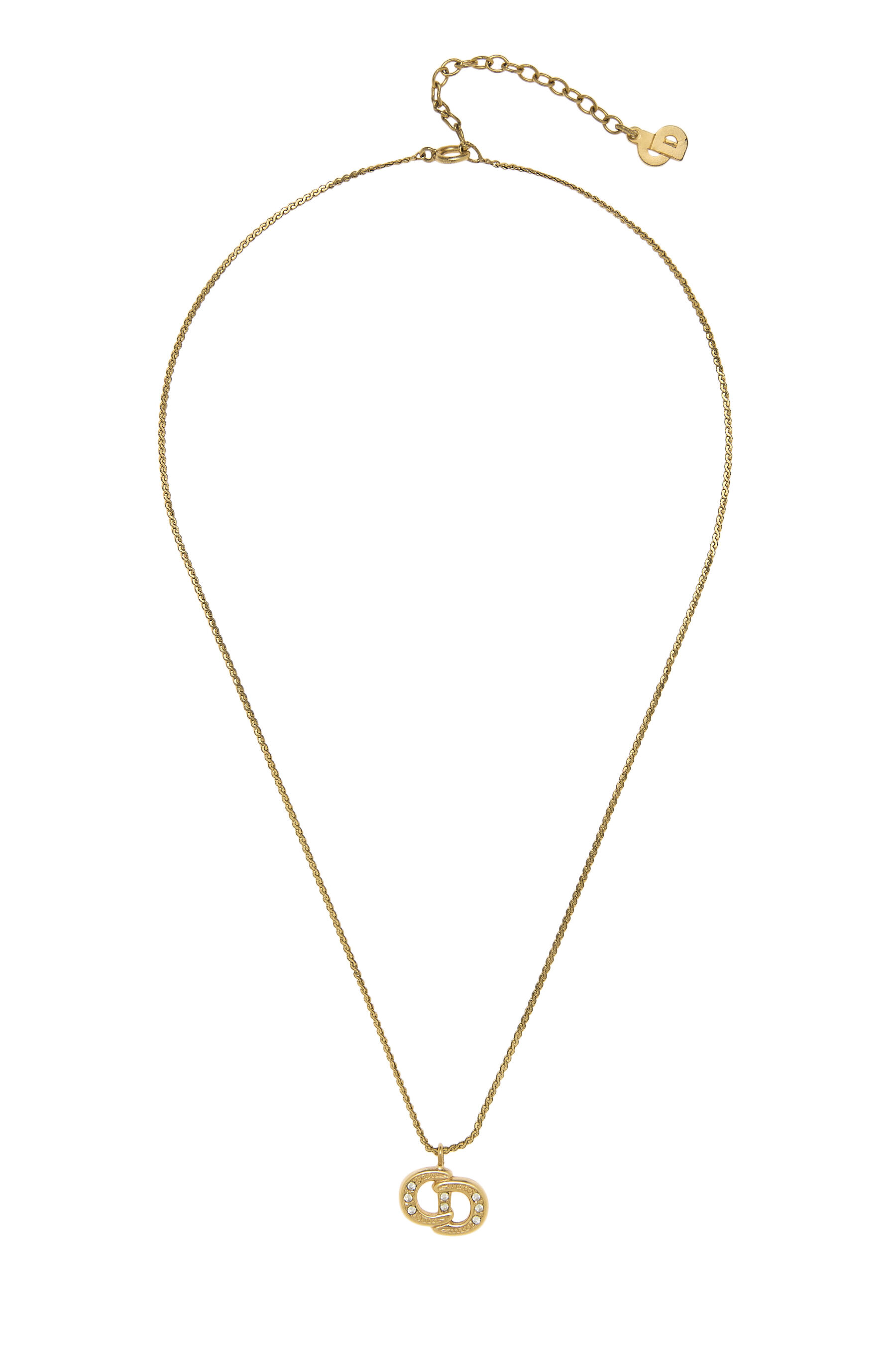 Dior Gold Crystal 'CD' Necklace
