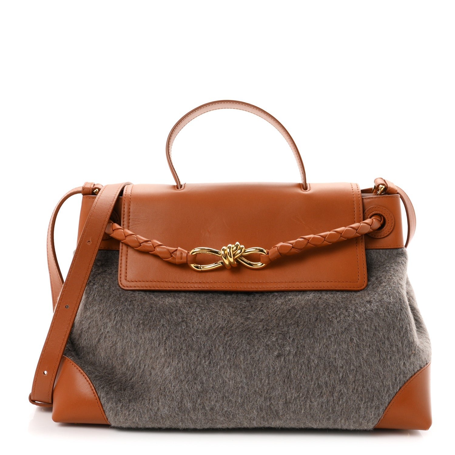 Bottega Veneta Wool Calfskin Medium Ciao Ciao Grey Tan