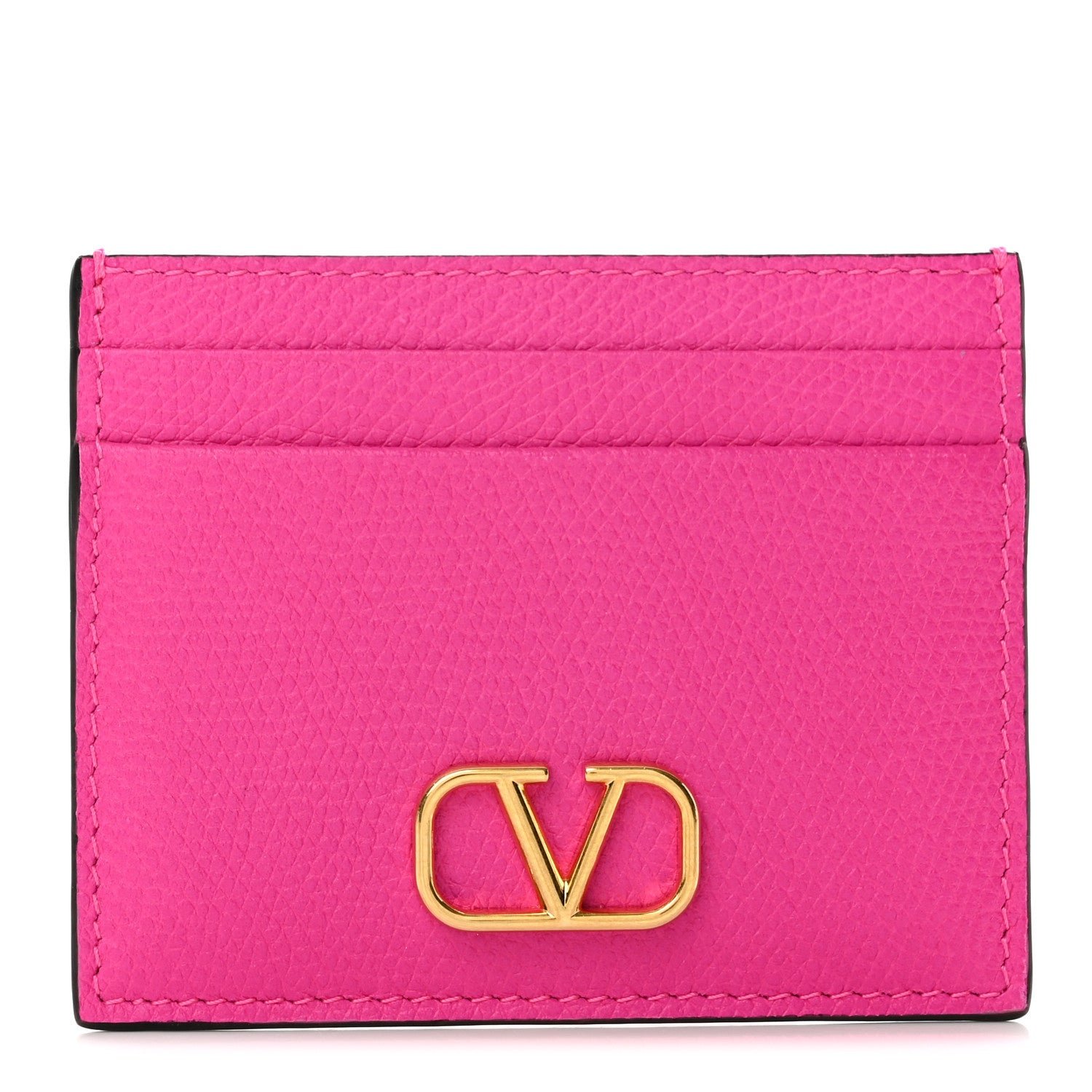 Valentino Garavani Grained Calfskin VLogo Card Holder   Pink PP