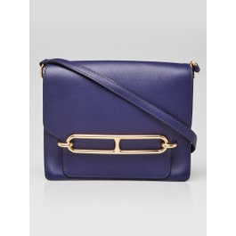 Hermes Hermes 23cm Bleu Electrique Evercolor Gold Plated Roulis Bag