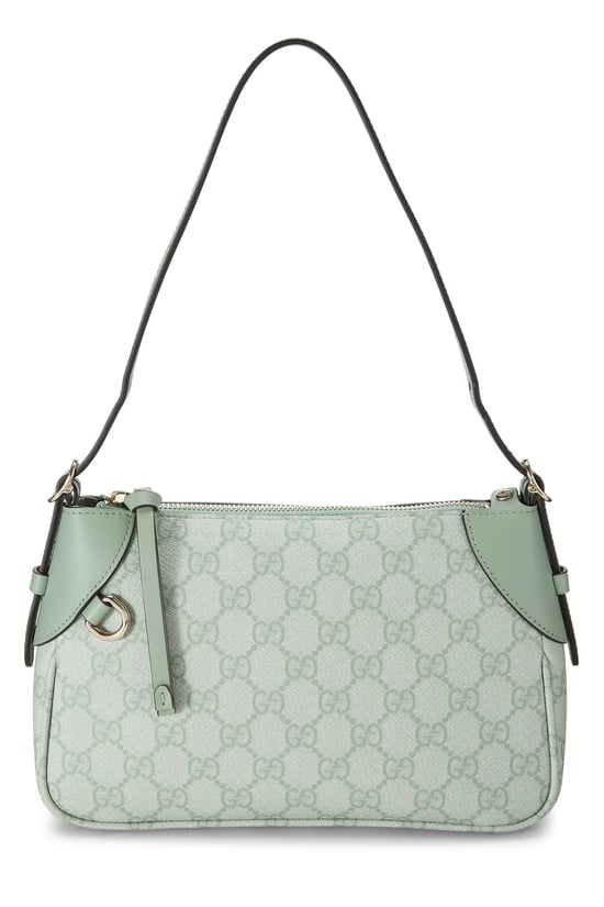 Green GG Supreme Canvas Emblem Shoulder Bag Small