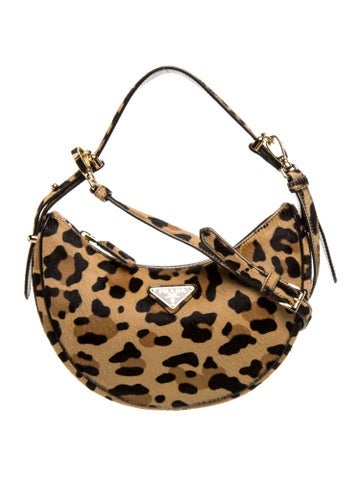 Enameled Metal Triangle Arque Animal Print Crossbody Bag