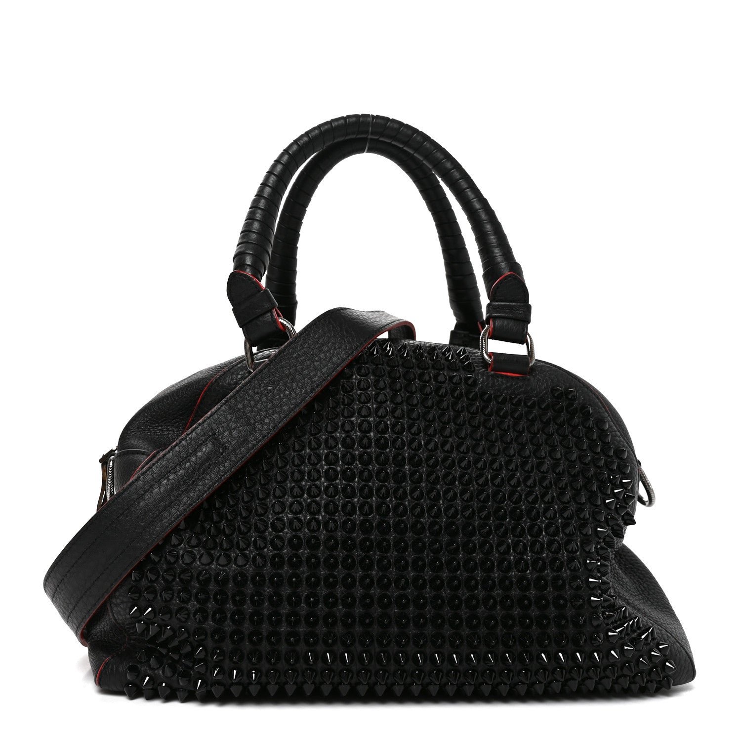Christian Louboutin Christian Louboutin Grained Calfskin Studded Panettone Bowling Bag Black