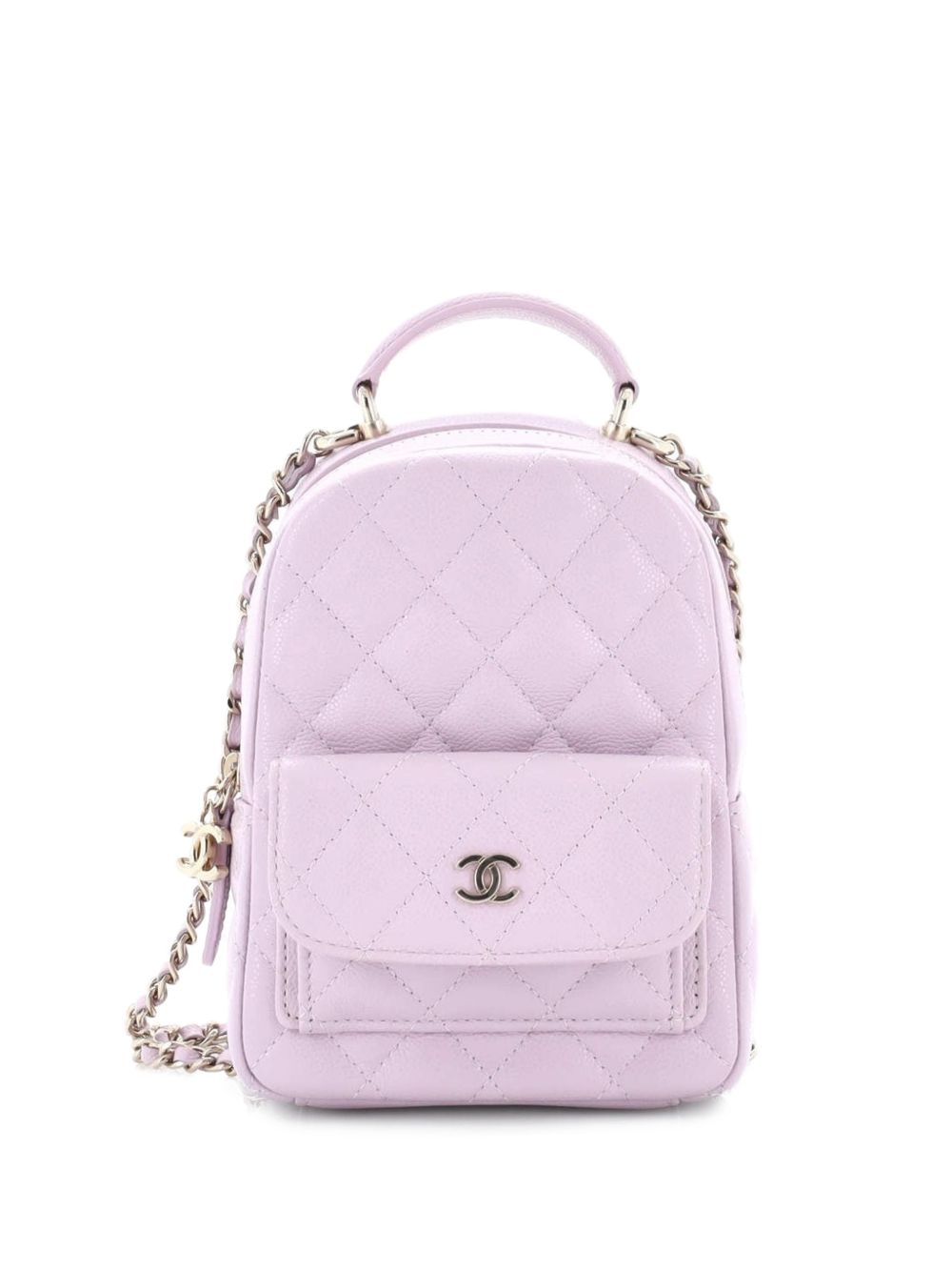 Classic CC Chain Pocket Quilted Caviar Mini backpack