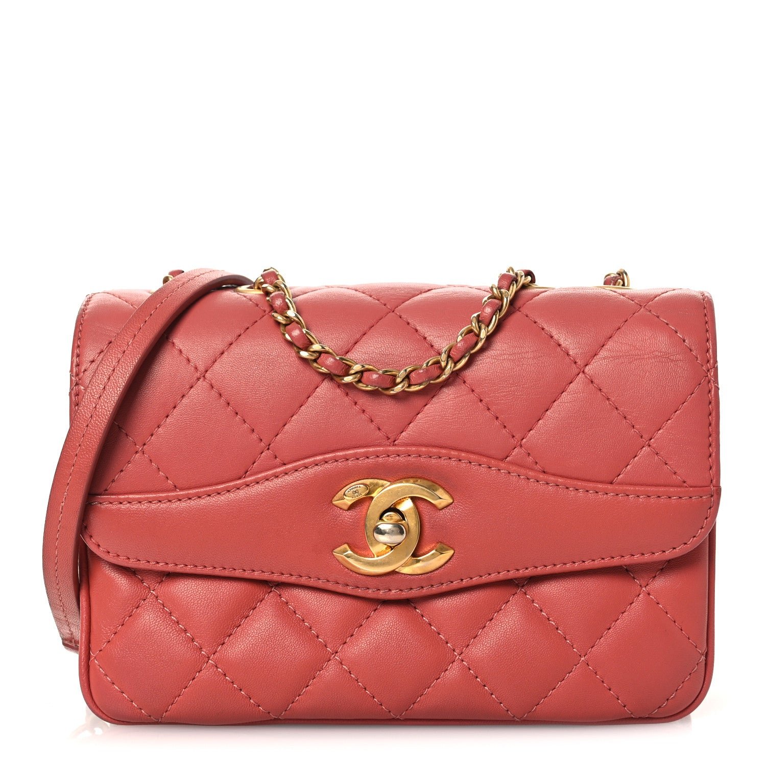 Chanel Lambskin Quilted Bi-Color Small Coco Vintage Flap Pink
