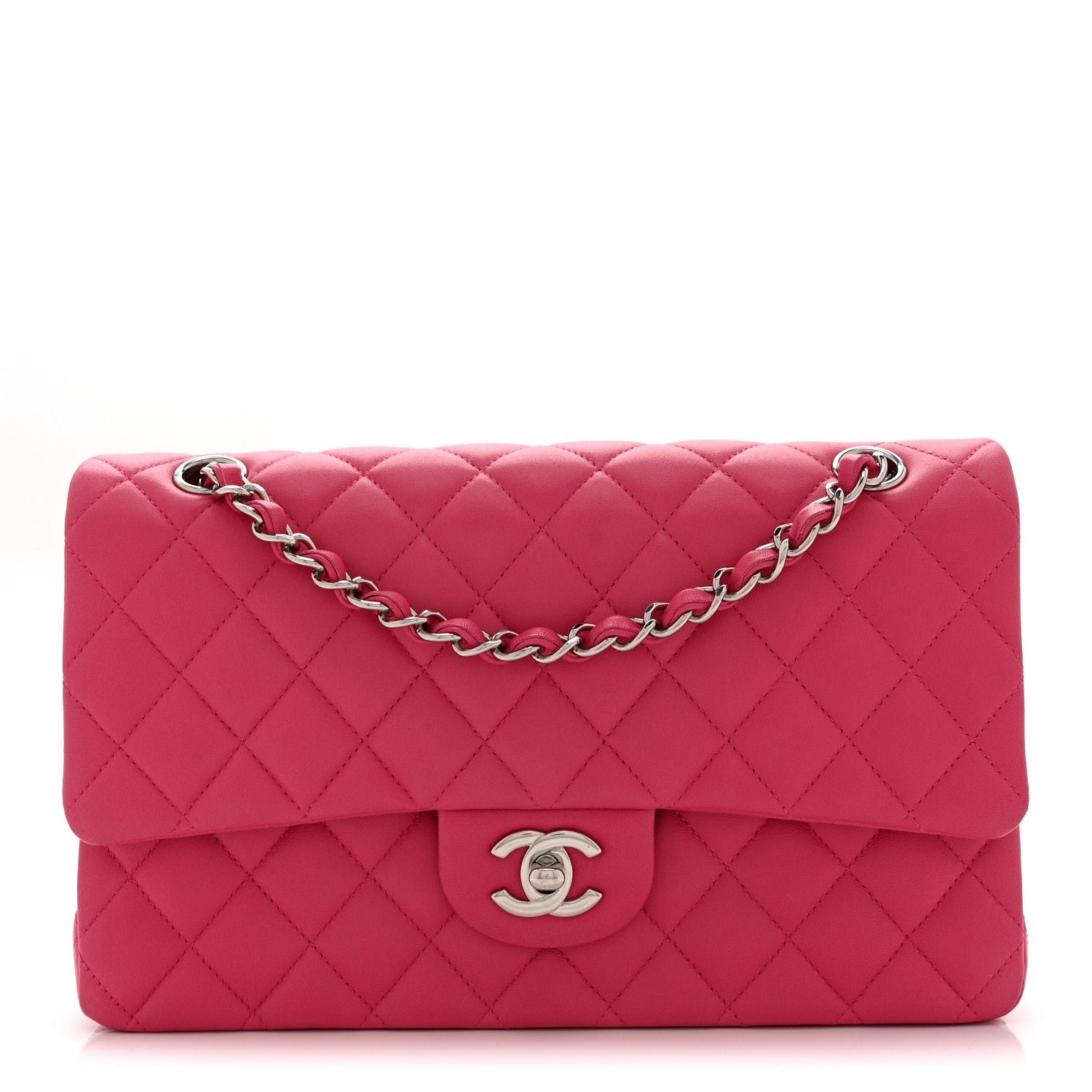 Chanel Lambskin Quilted Medium Double Flap Pink