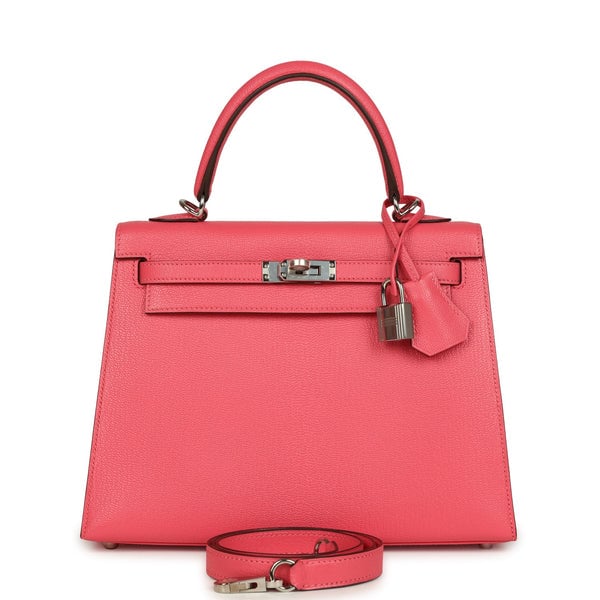 Hermes Hermes Kelly Sellier 25 Rose Lipstick Chevre Mysore Palladium Hardware