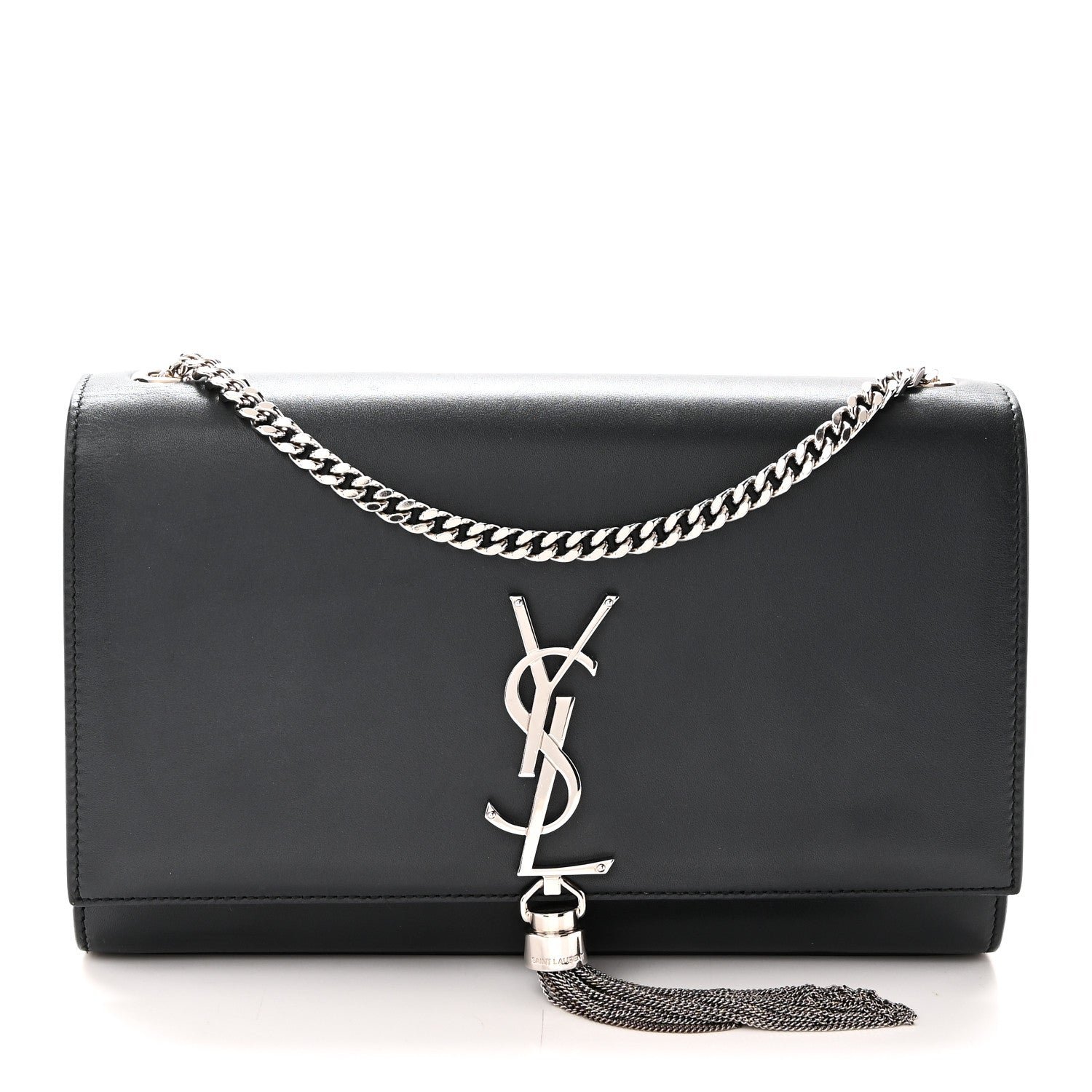 Saint Laurent Smooth Calfskin Medium Classic Monogram Kate Tassel Satchel Deep Marine