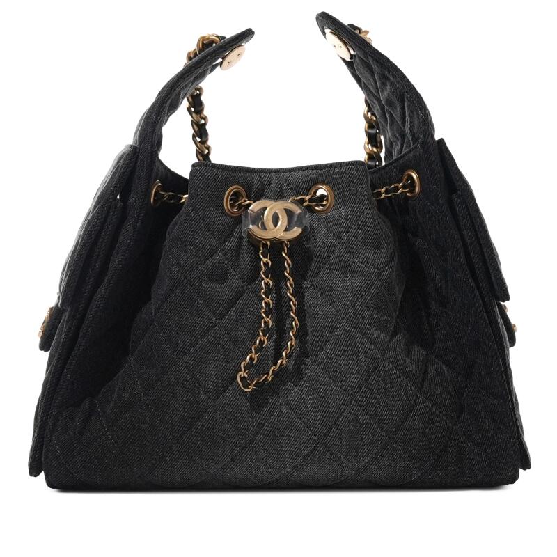 Black Quilted Denim Small Chanel 25 Aged Gold Hardware, 2026