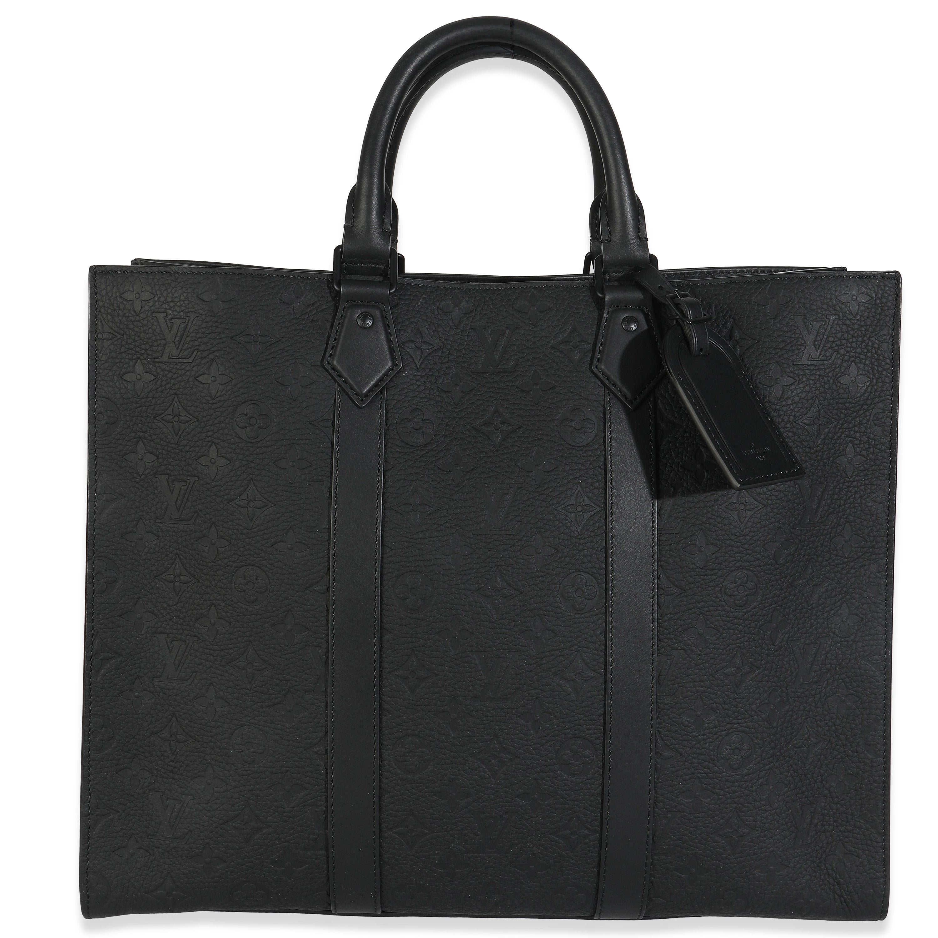Black Monogram Embossed Taurillon Sac Plat 24H