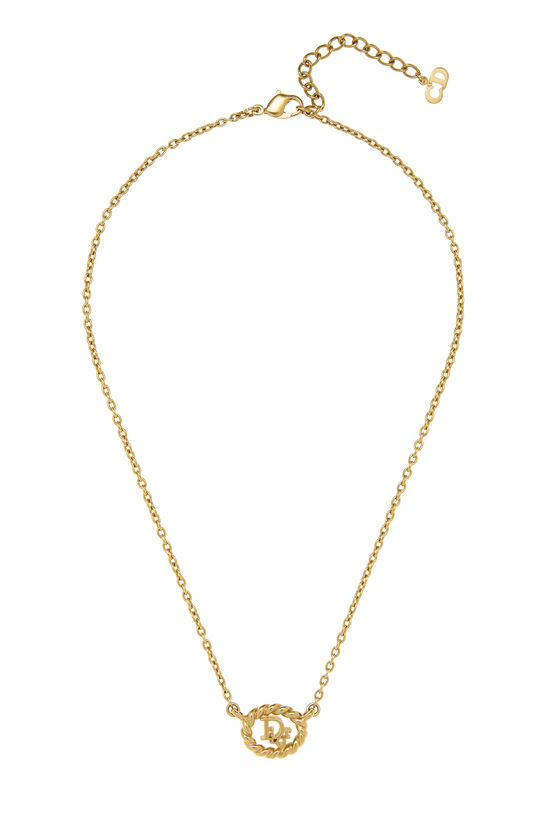 Dior Gold Oval Logo Necklace