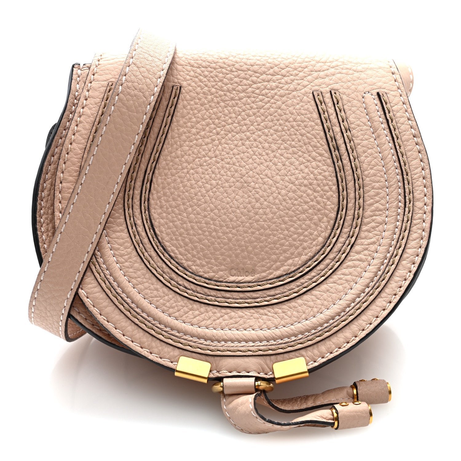 Chloe Chloe Calfskin Mini Marcie Round Crossbody Bag Blush Nude