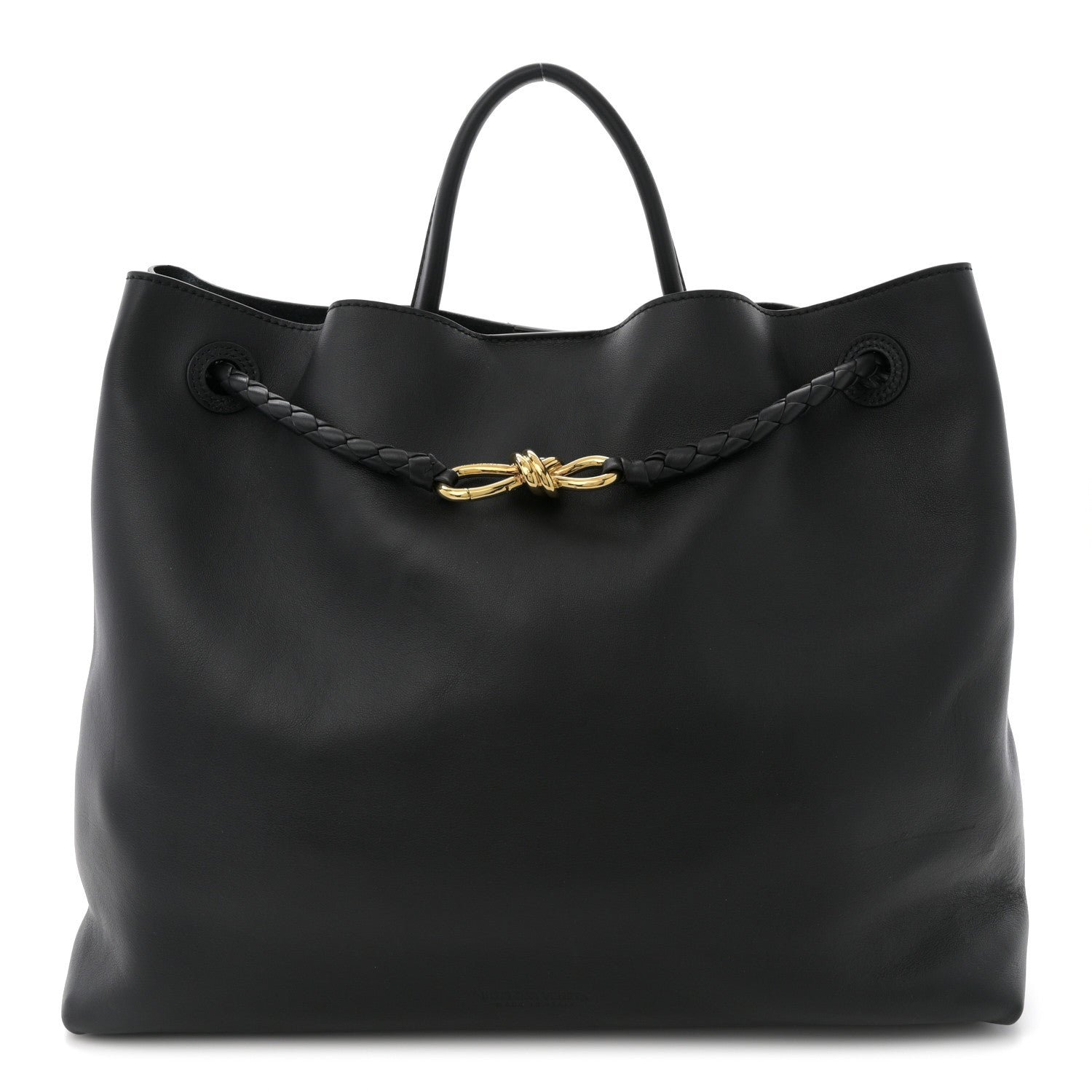 Bottega Veneta Silky Calfskin Large Andiamo Shoulder Bag Black