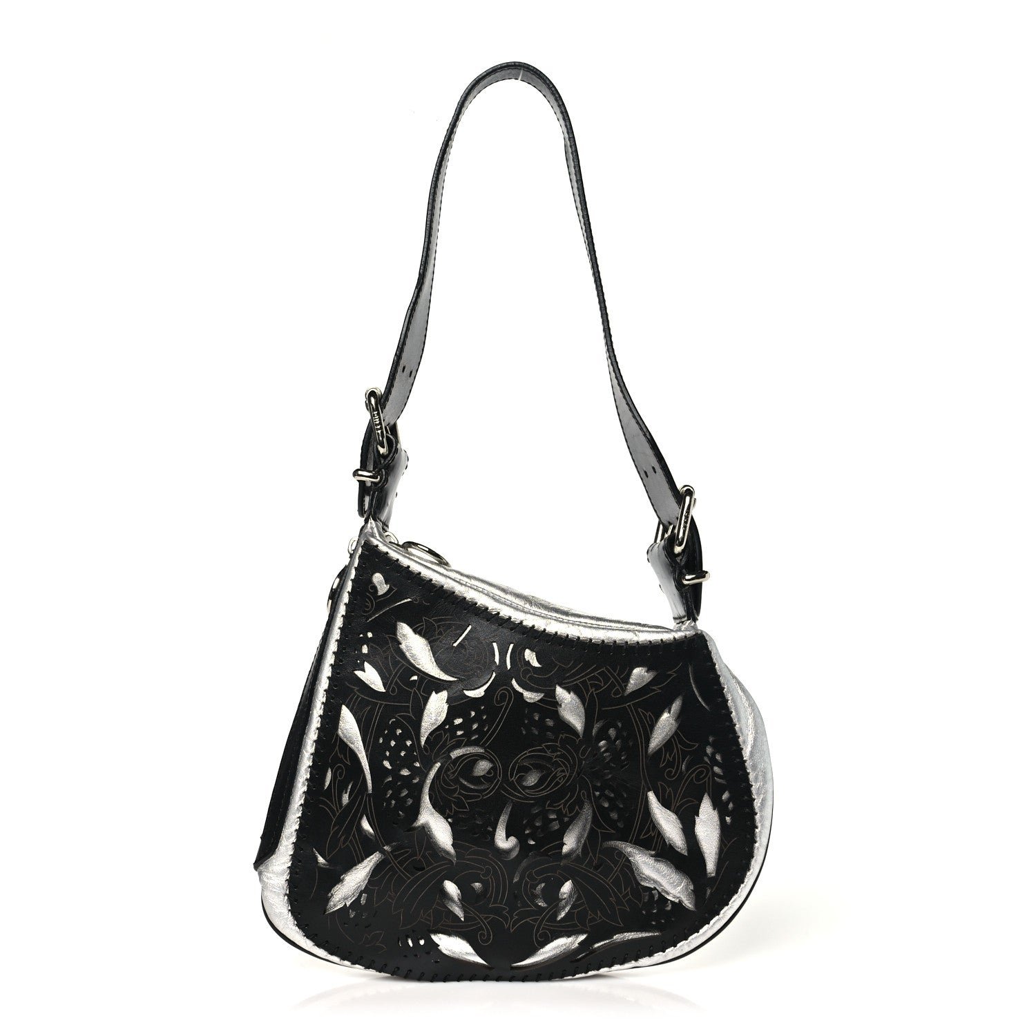 Fendi Calfskin Metal Small Oyster Black