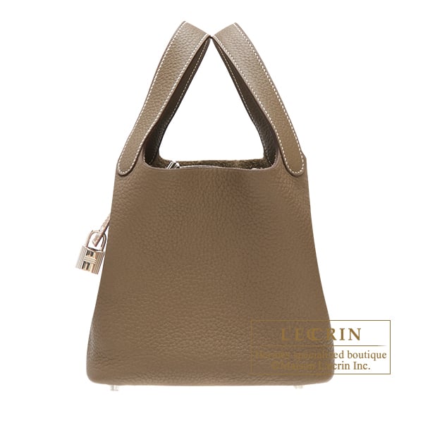 Hermes Picotin Lock bag 22/MM Etoupe grey Clemence leather Silver hardware