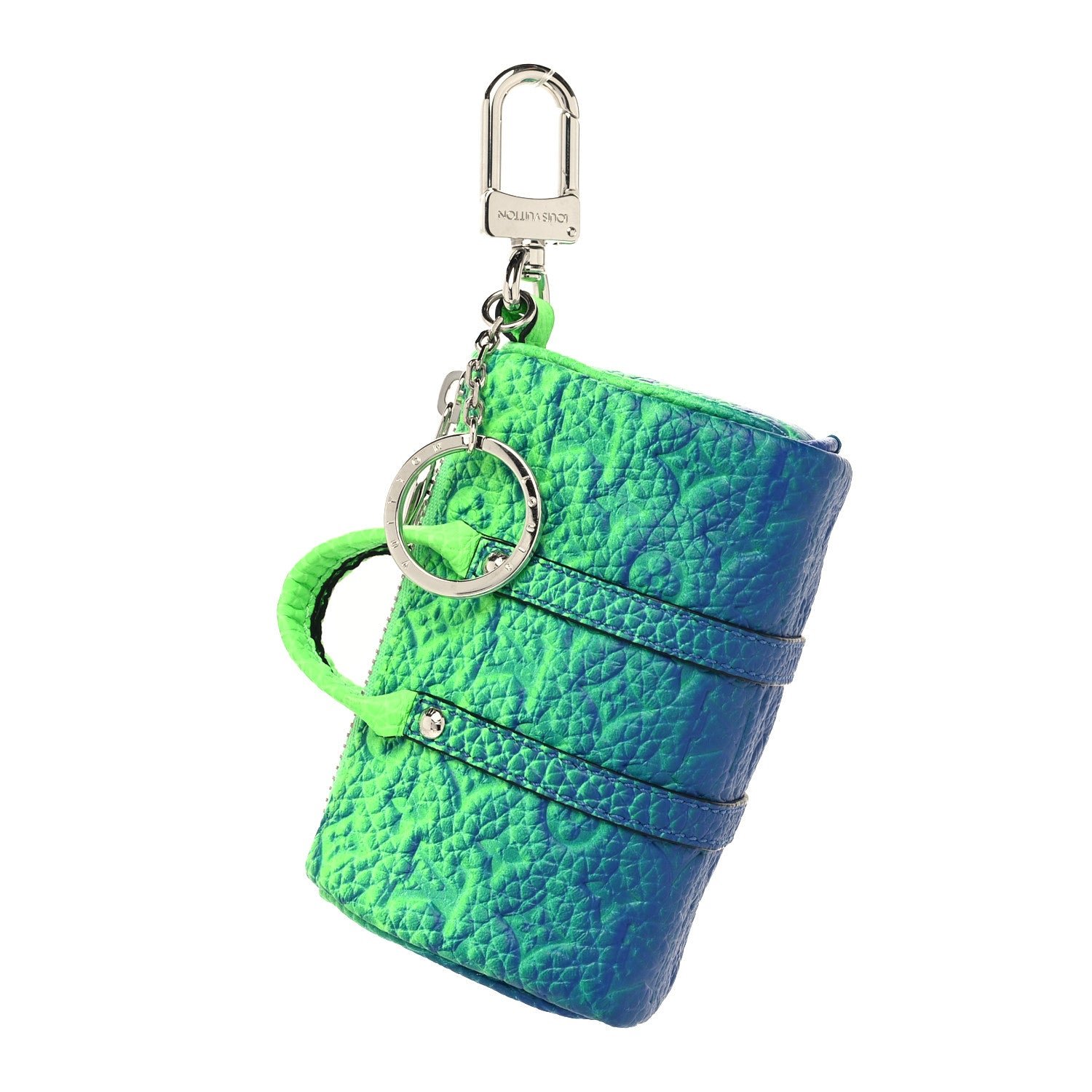 Louis Vuitton Taurillon Illusion Mini Keepall Earphones Pouch Bleu Vert
