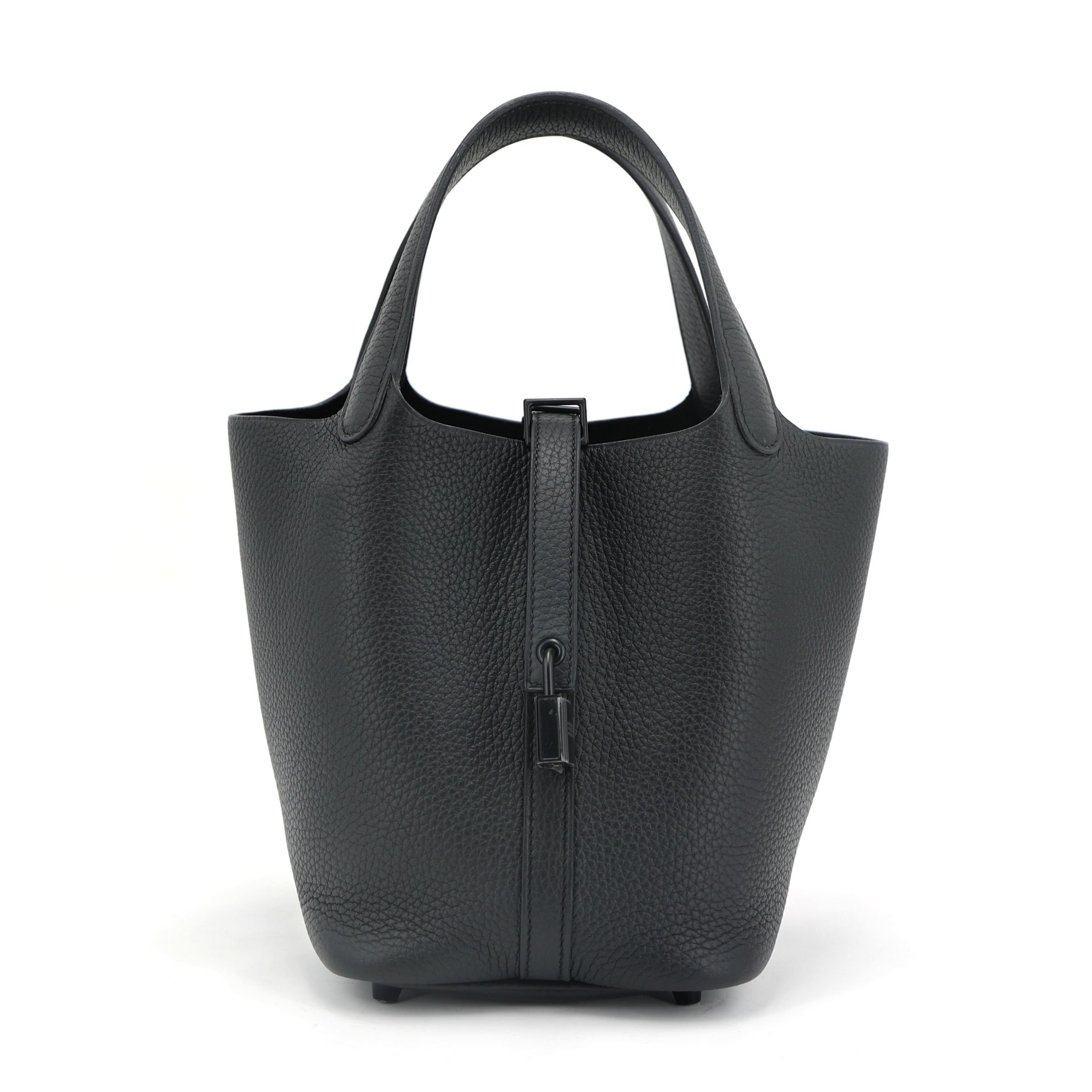 Hermes Unused ( Rank NS ) HERMÈS Limited Edition Picotin Lock PM So Black Noir (89) Clemence Black hardware Z (2021)