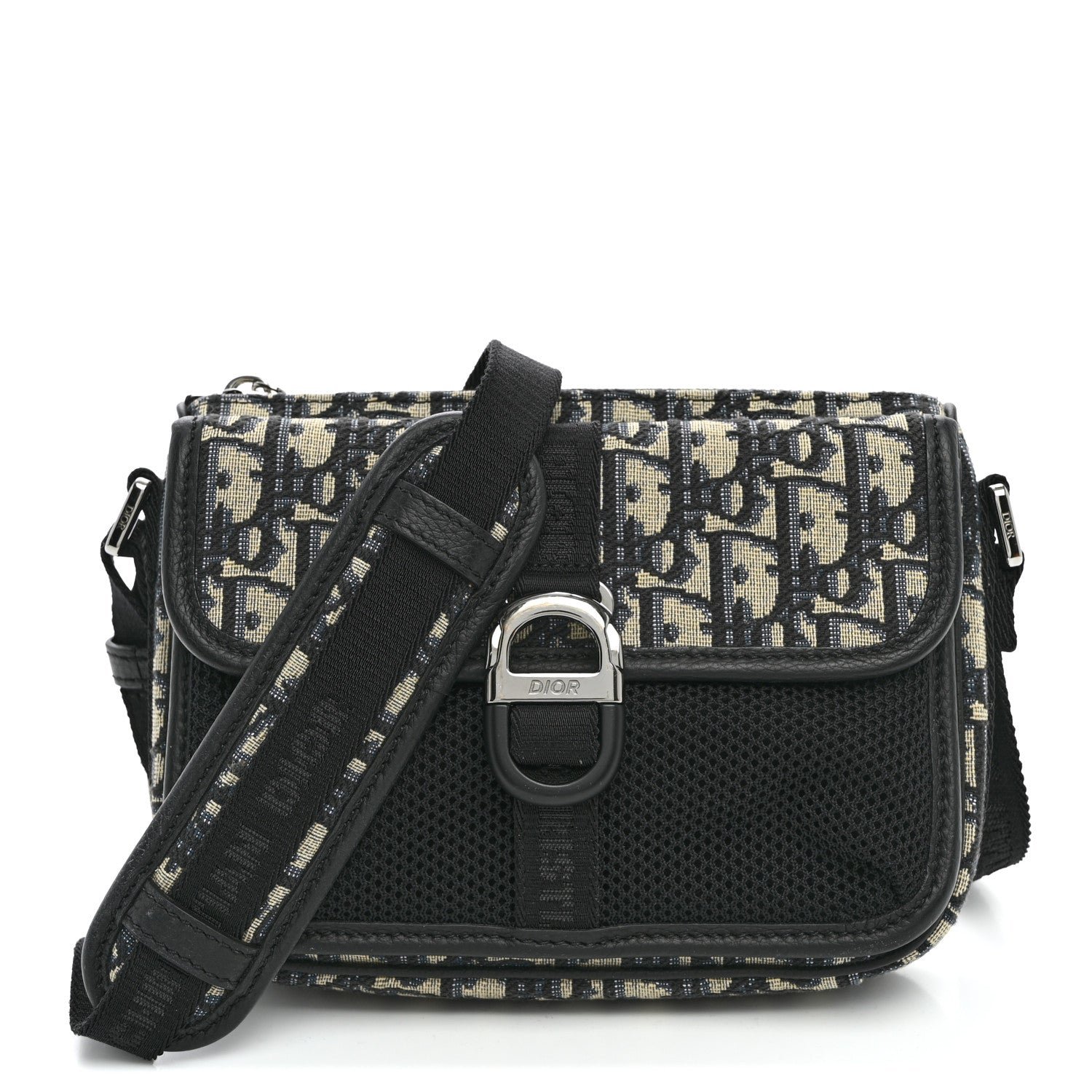 Christian Dior Oblique Jacquard Dior 8 Pouch With Strap Blue Black