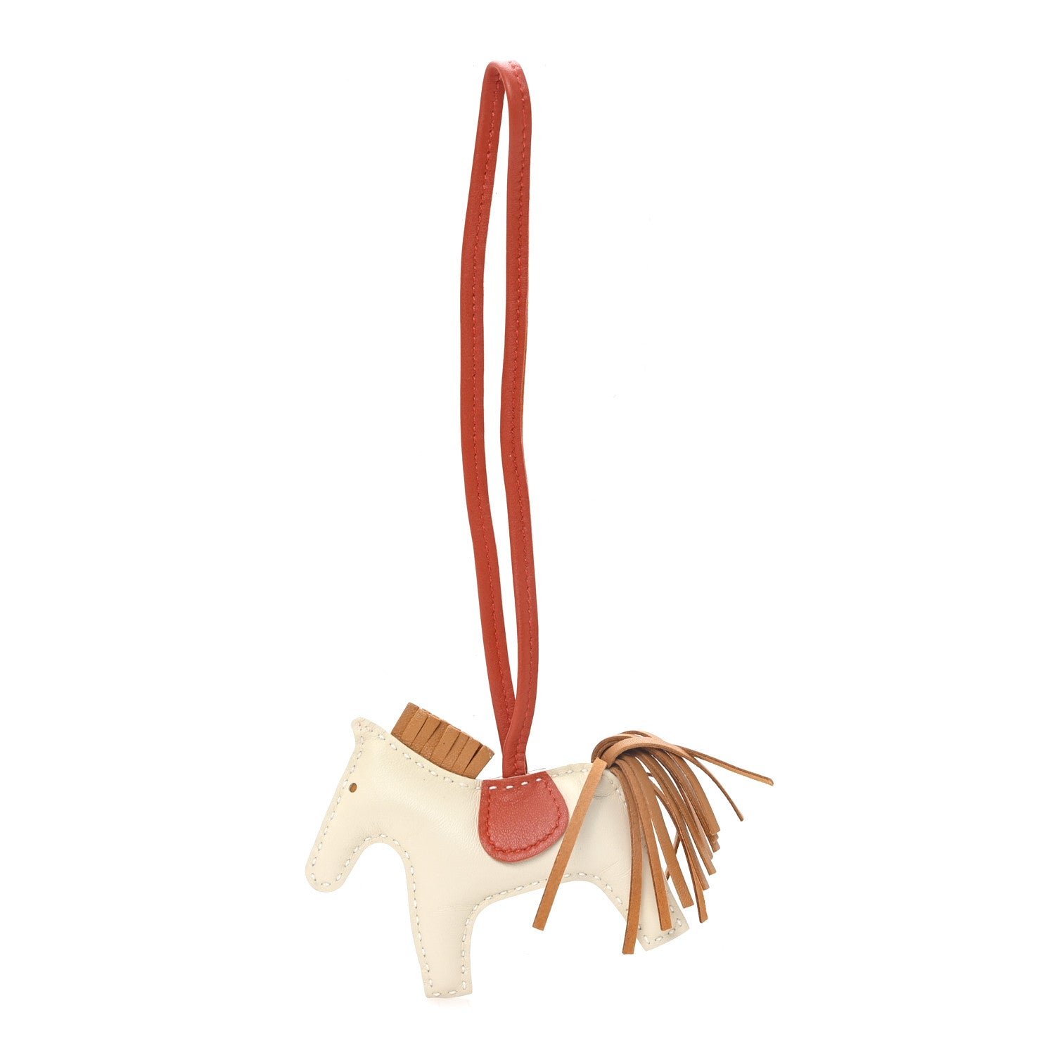 Milo Lambskin Grigri Rodeo Horse Bag Charm PM Craie Sesame Cornaline