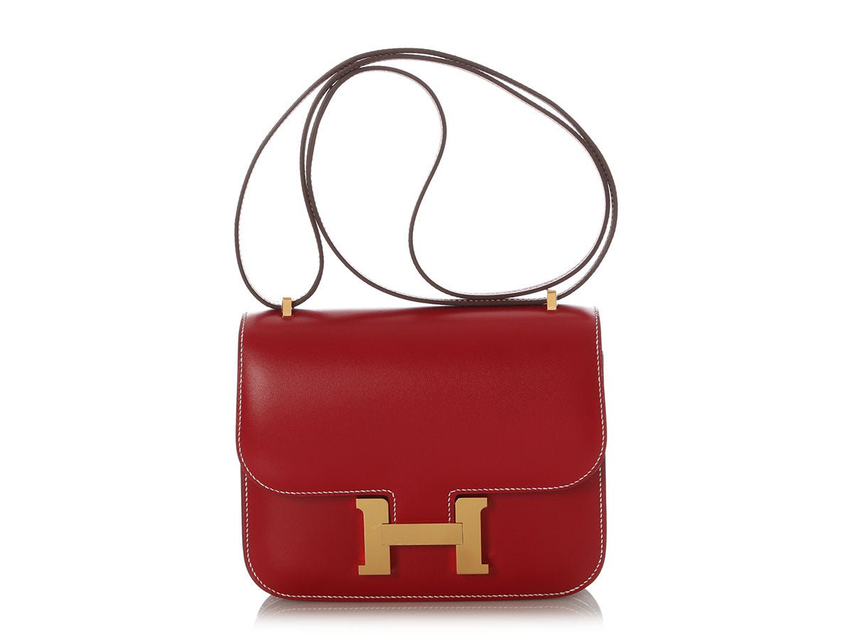 Hermes Hermès Rouge Piment Box Calfskin Constance 18