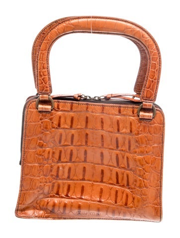 Embossed Leather Top Handle Bag Vintage