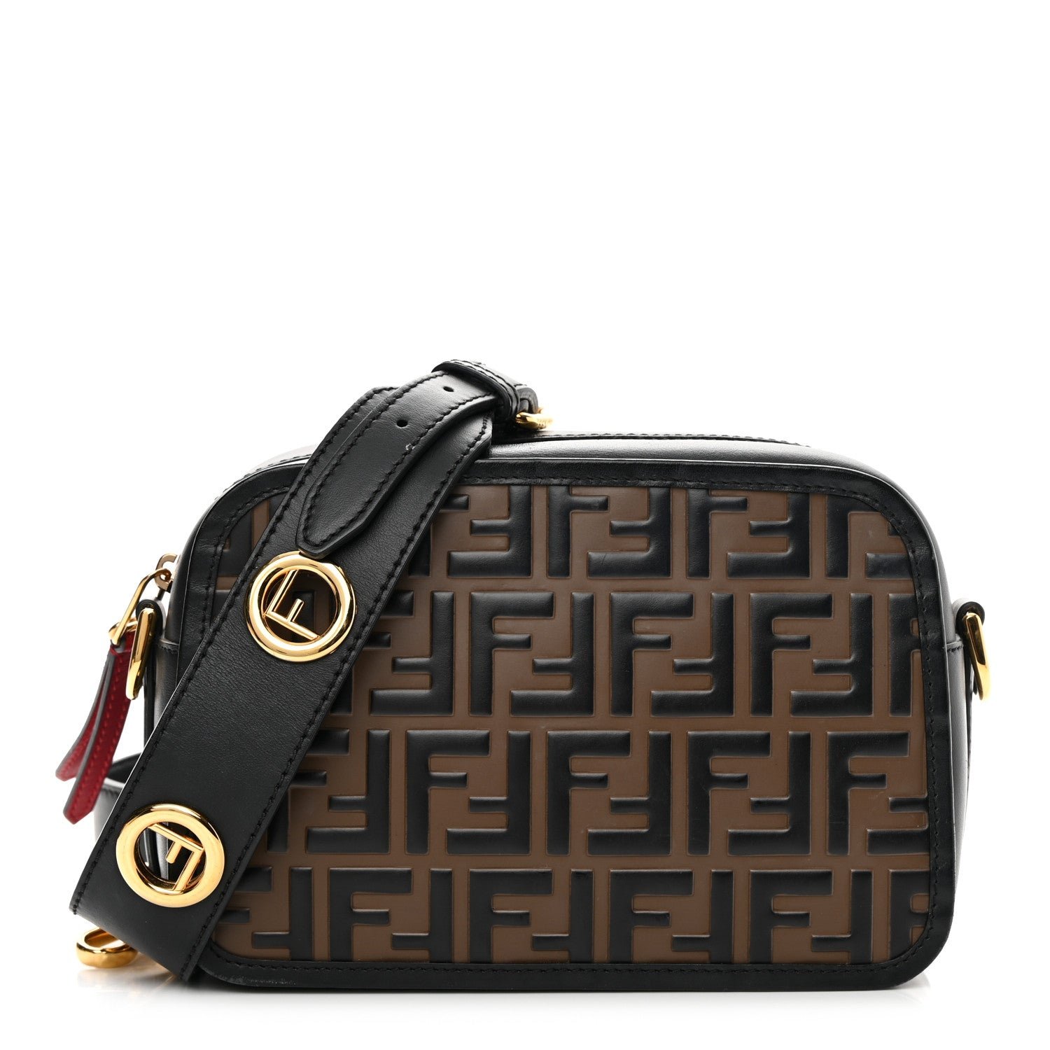 Fendi Vitello Century F is Fendi Bi-Color FF 1974 Embossed Camera Case Maya Black