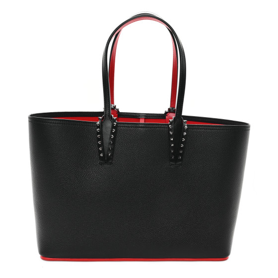 Christian Louboutin Calfskin Empire Spikes Small East West Cabata Tote Black