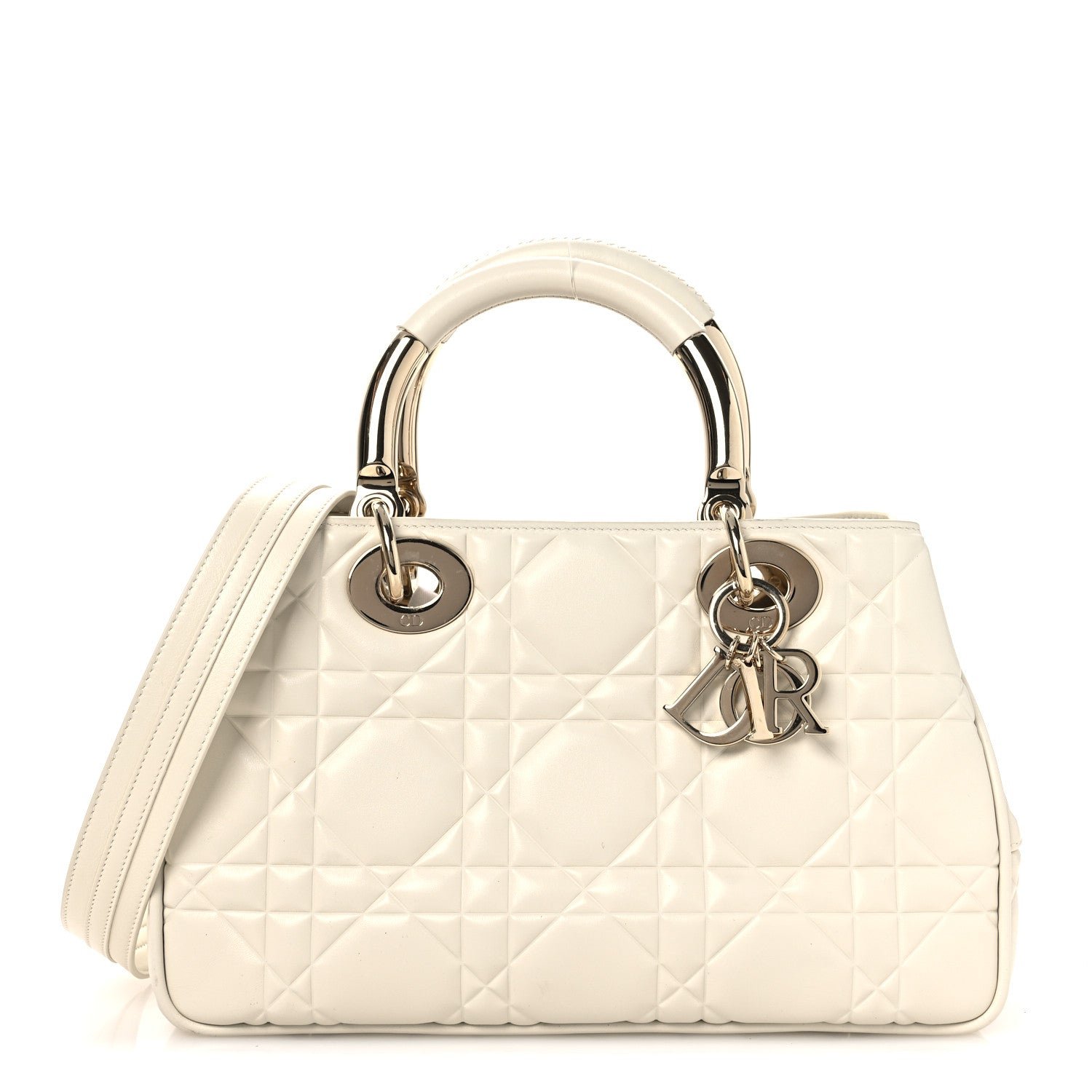 Christian Dior Calfskin Cannage Medium The Lady 95.22 White