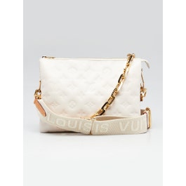 Louis Vuitton White Monogram Embossed Lambskin Leather Coussin PM Bag