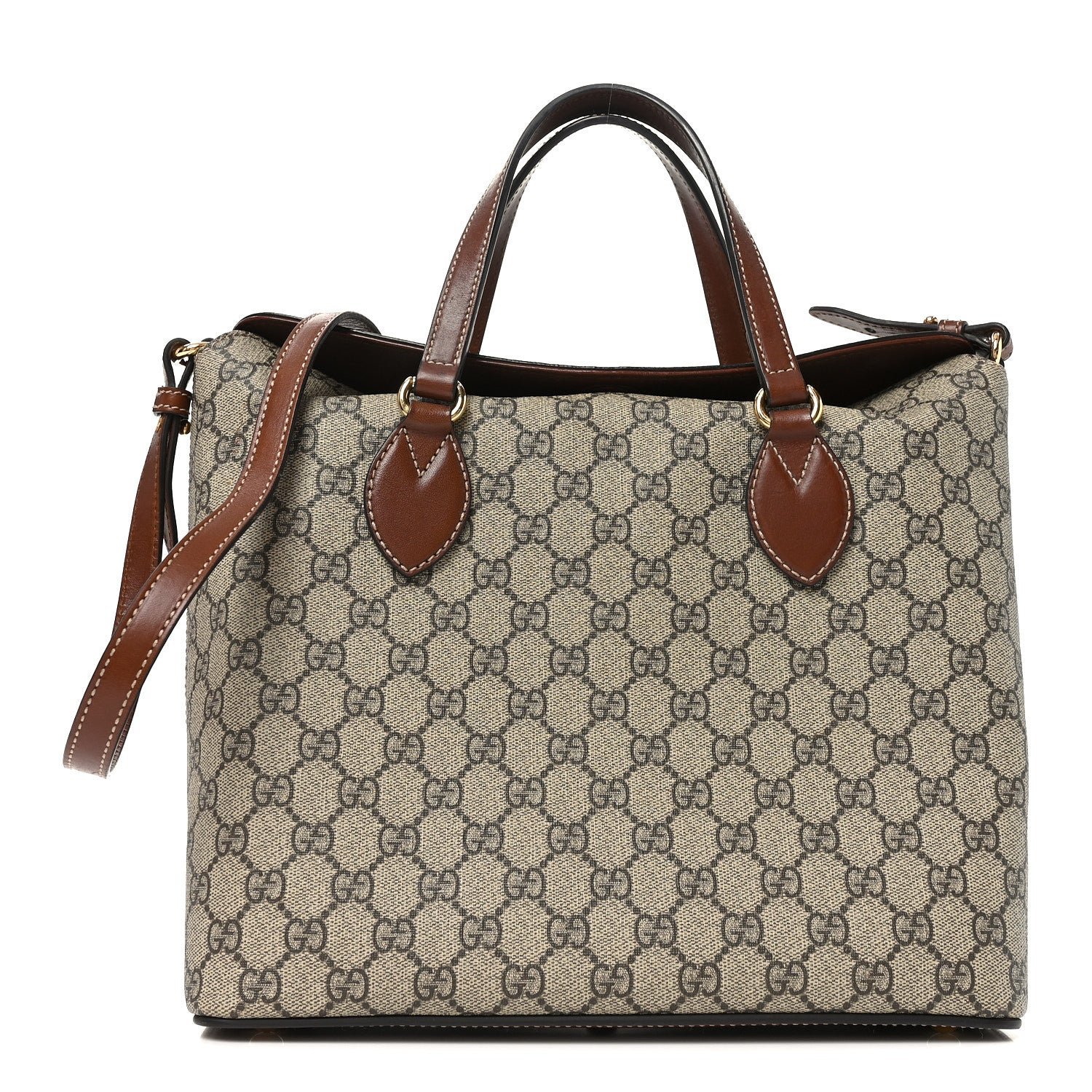 Gucci GG Supreme Monogram Linea A Foldover Tote Brown