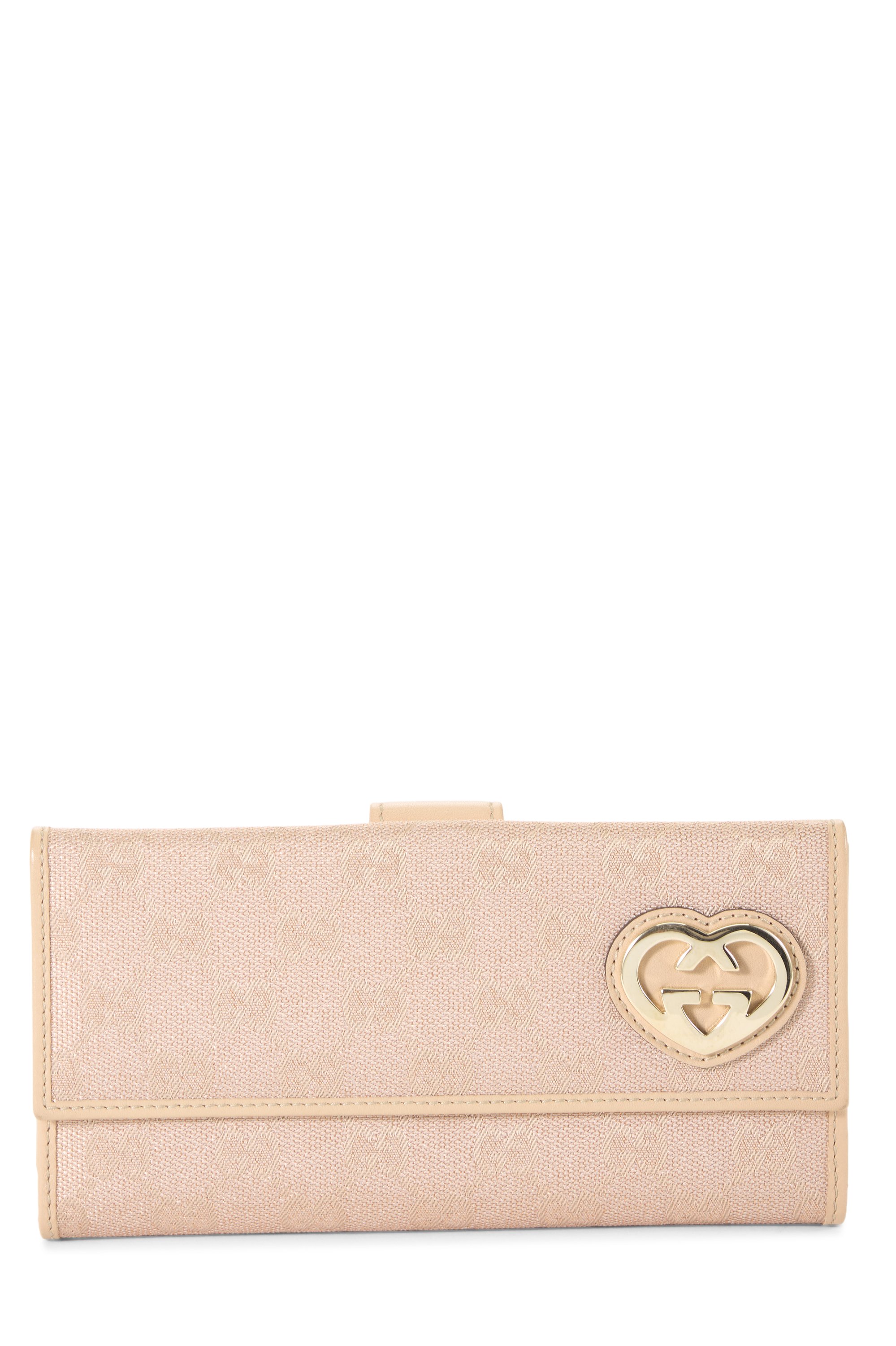 Pink GG Canvas Lovely Heart Continental Wallet