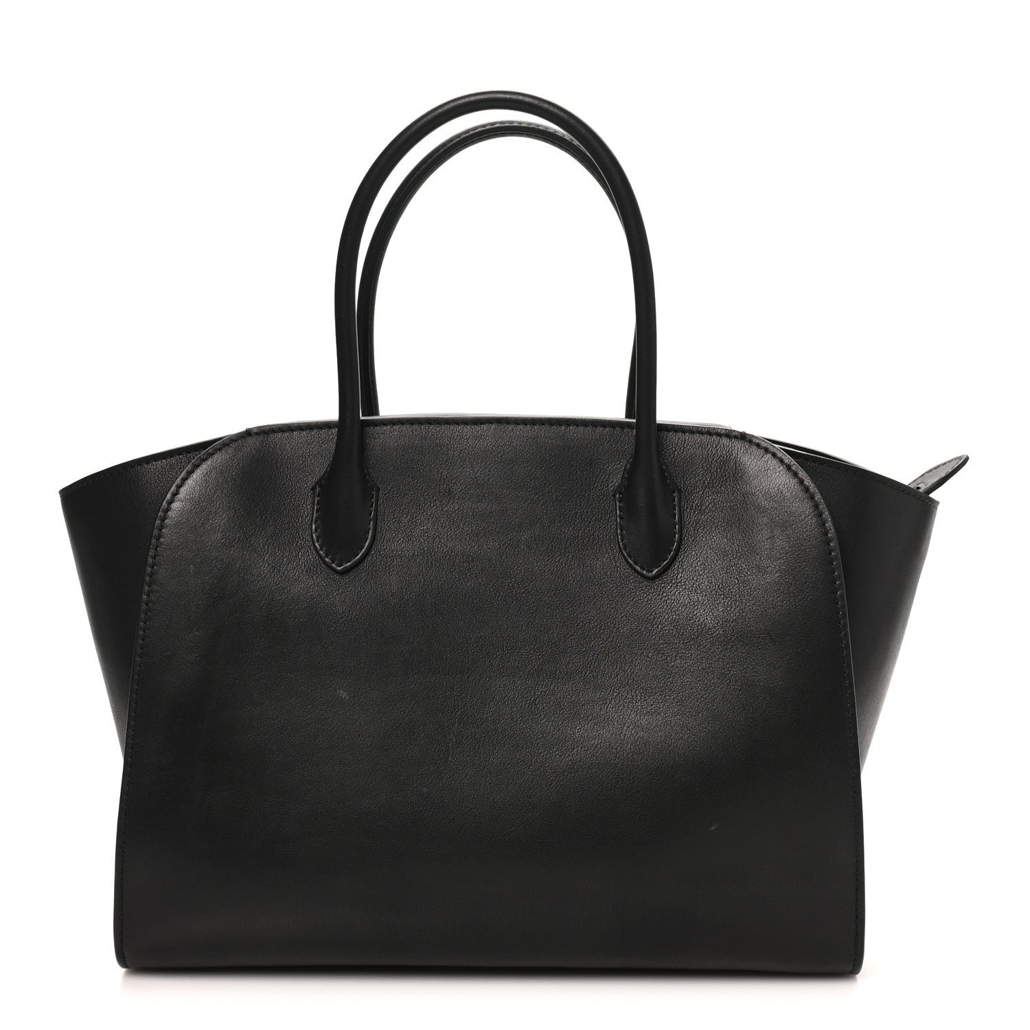 The Row Polished Saddle Calfskin Marlo 12 Tote Bag Black