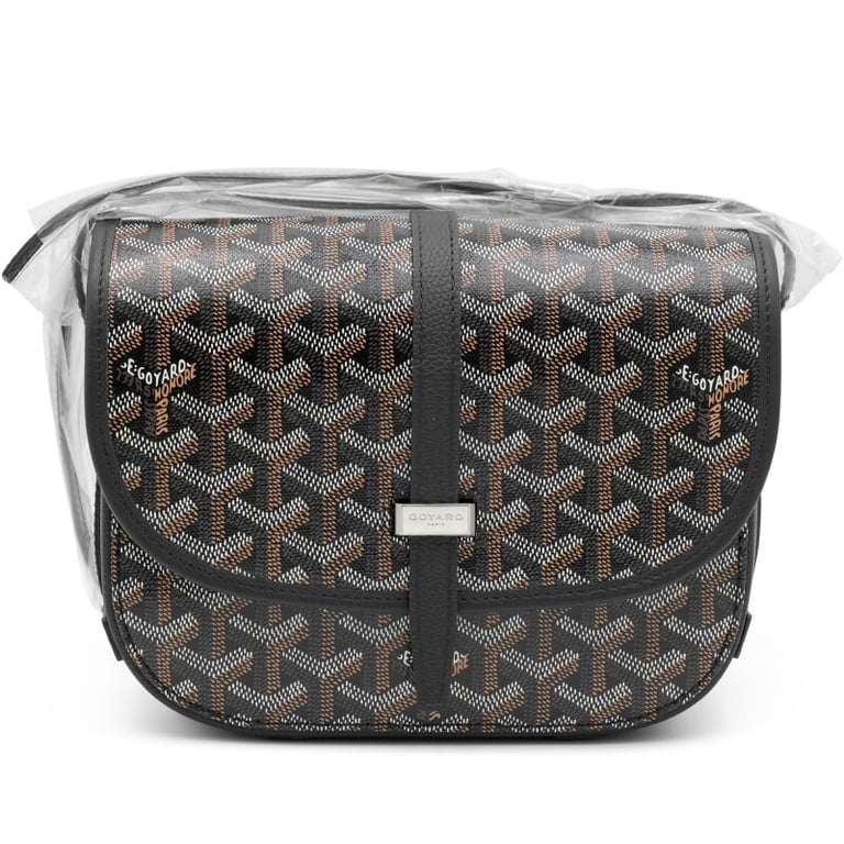 Goyard Black Goyardine Canvas and Chevroches Calfskin Belvedere PM Bag