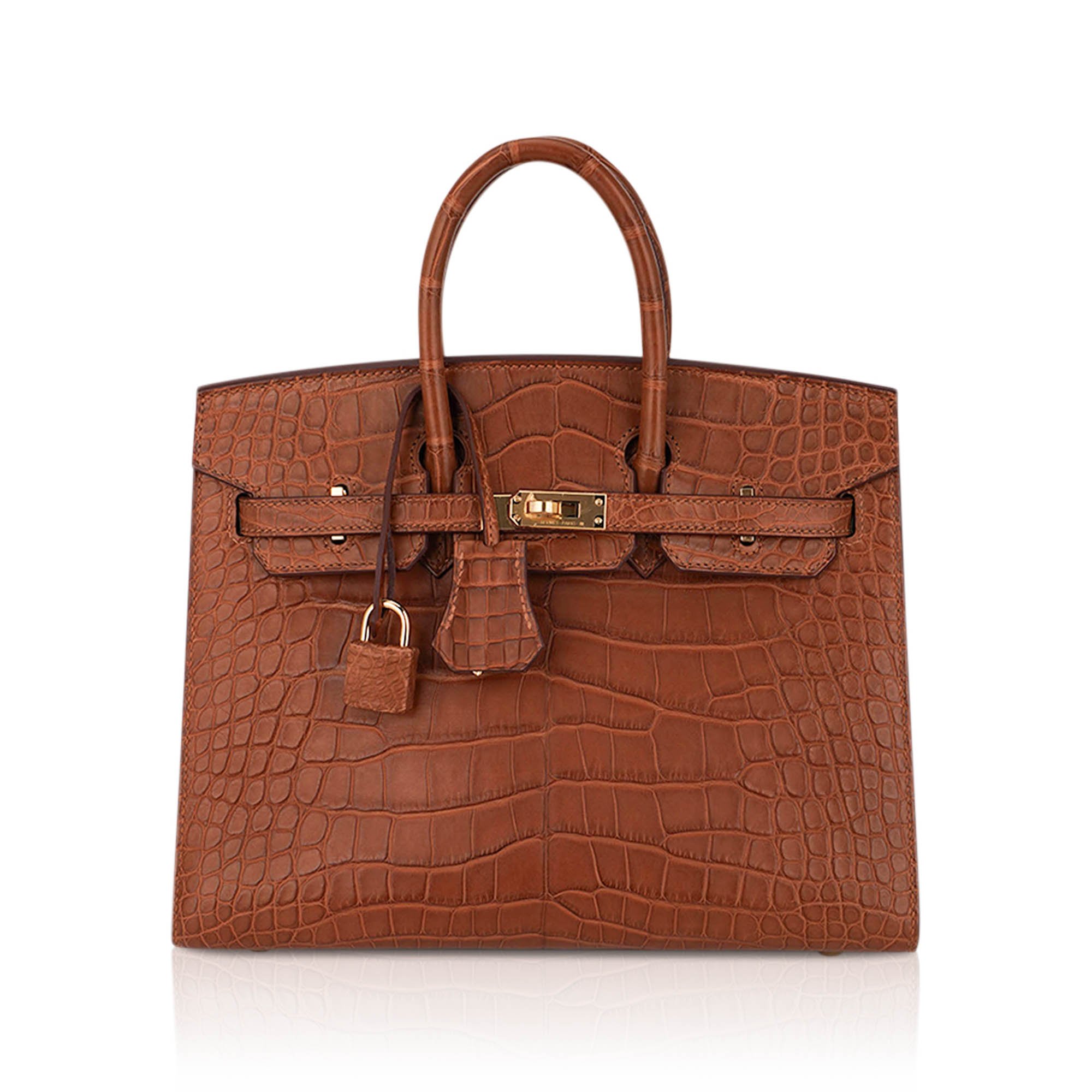 Hermes Hermes Birkin Sellier 25 Bag Gold Matte Alligator with Gold Hardware