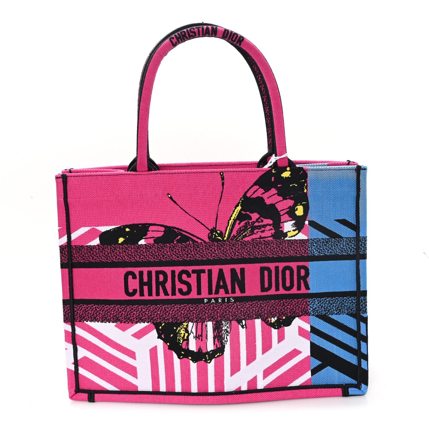 Christian Dior Canvas Embroidered Medium Jungle Pop Book Tote Fuchsia Multicolor