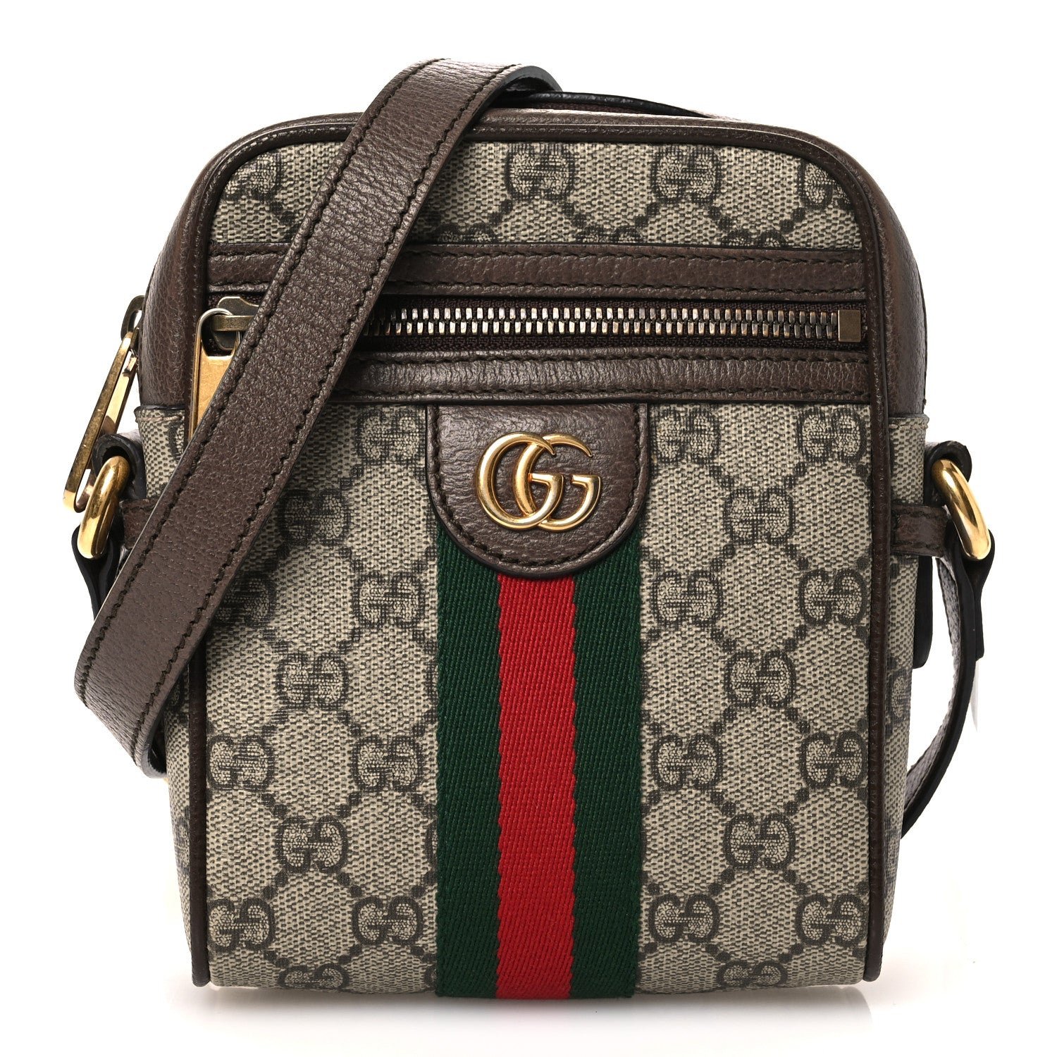 Gucci GG Supreme Monogram Web Mini Ophidia Messenger Brown