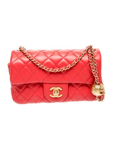Rectangular Mini Pearl Crush Flap Bag