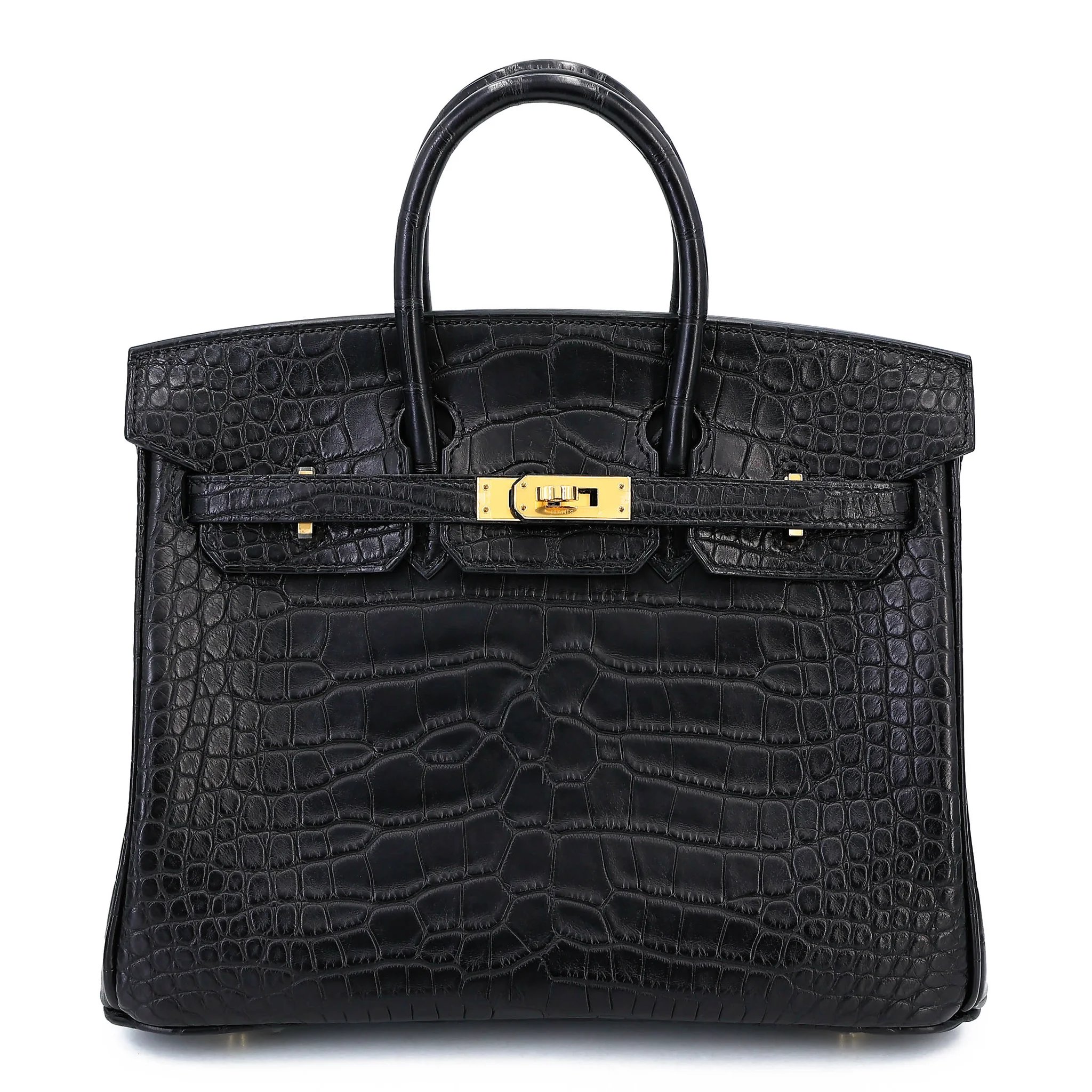 Unused ( Rank NS ) HERMÈS Birkin 25 Noir (89) Matte Alligator Gold hardware B (2023)
