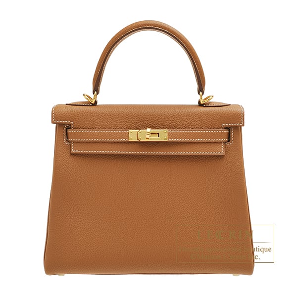 Hermes Kelly bag 25 Retourne Gold Togo leather Gold hardware