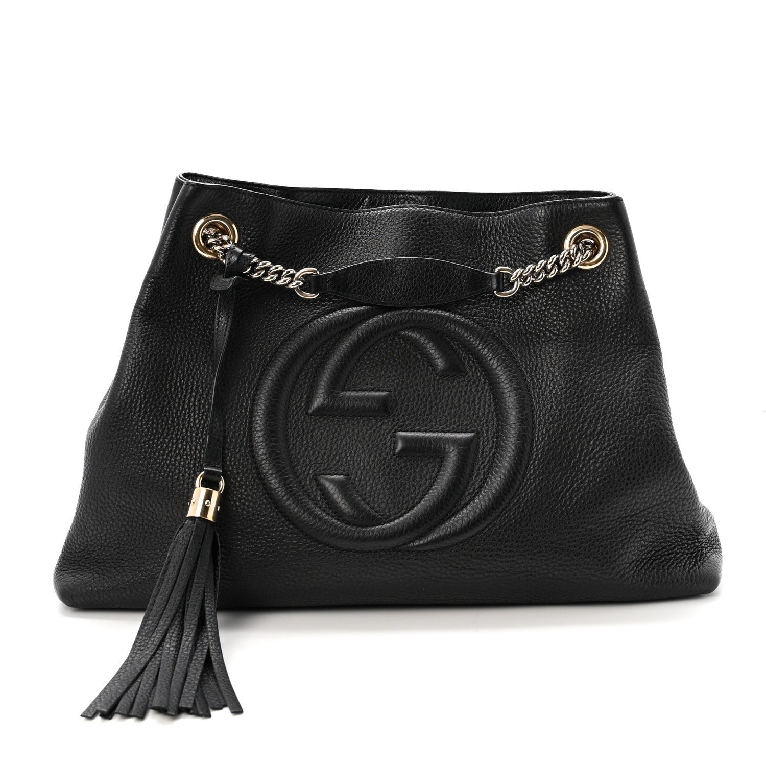 Gucci Pebbled Calfskin Medium Soho Chain Shoulder Bag Black