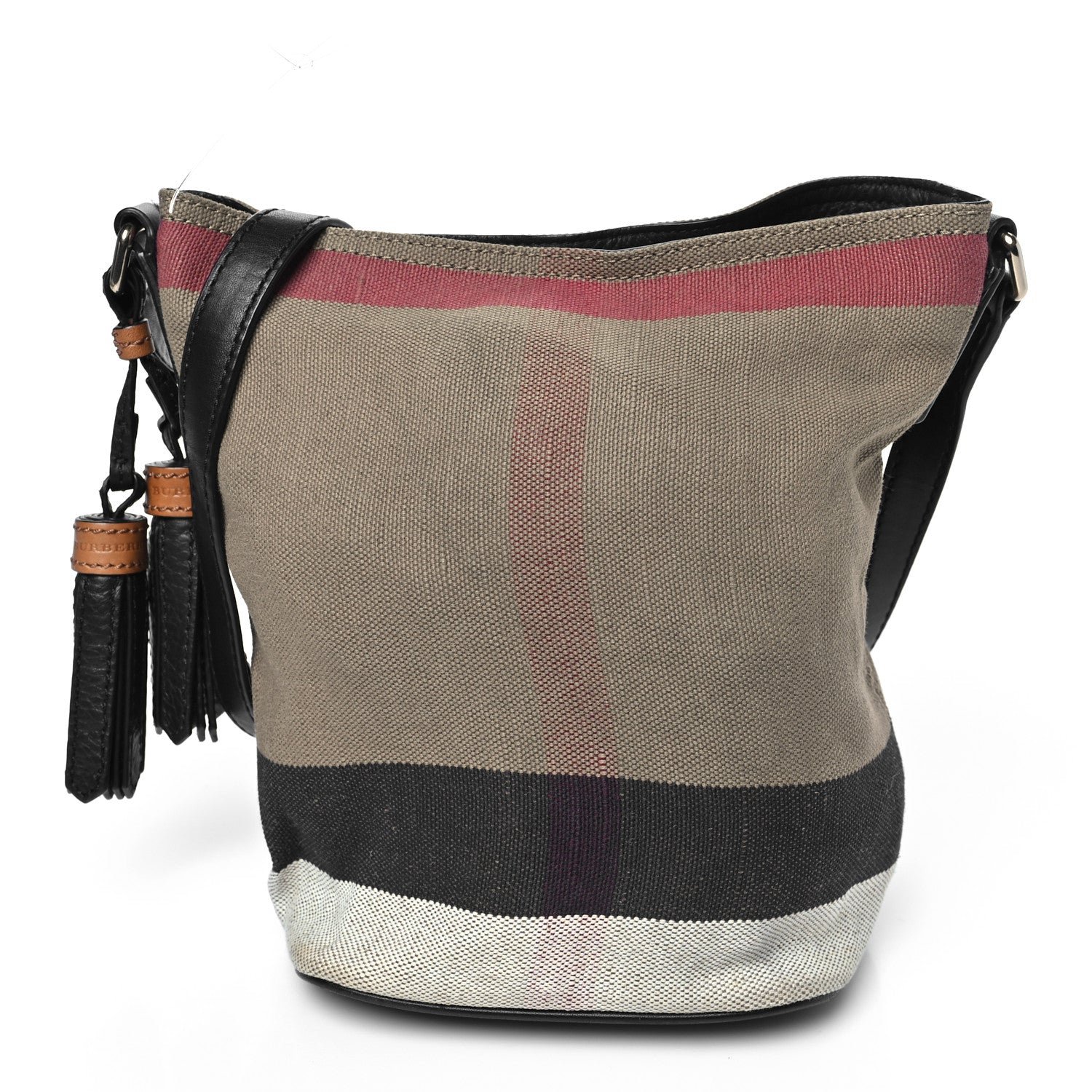 Burberry Burberry Canvas Mega Check Medium Ashby Bucket Bag Brown
