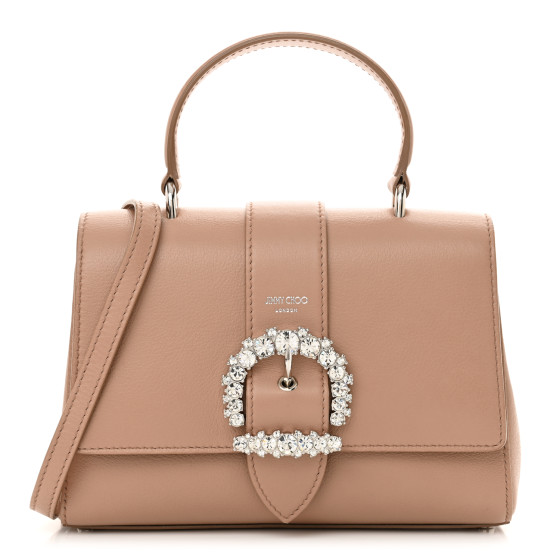 Jimmy Choo Calfskin Crystal Small Cheri Top Handle Bag Powder Pink