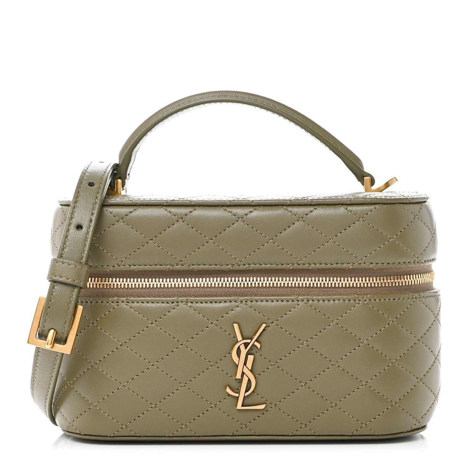 Saint Laurent Lambskin Quilted Mini Gaby Vanity Case Light Musk