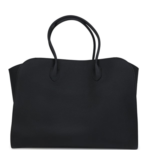 The Row The Row Marlo 17 Tote Bag Black Calfskin Leather Silver Hardware