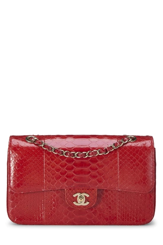 Red Python Classic Double Flap Medium