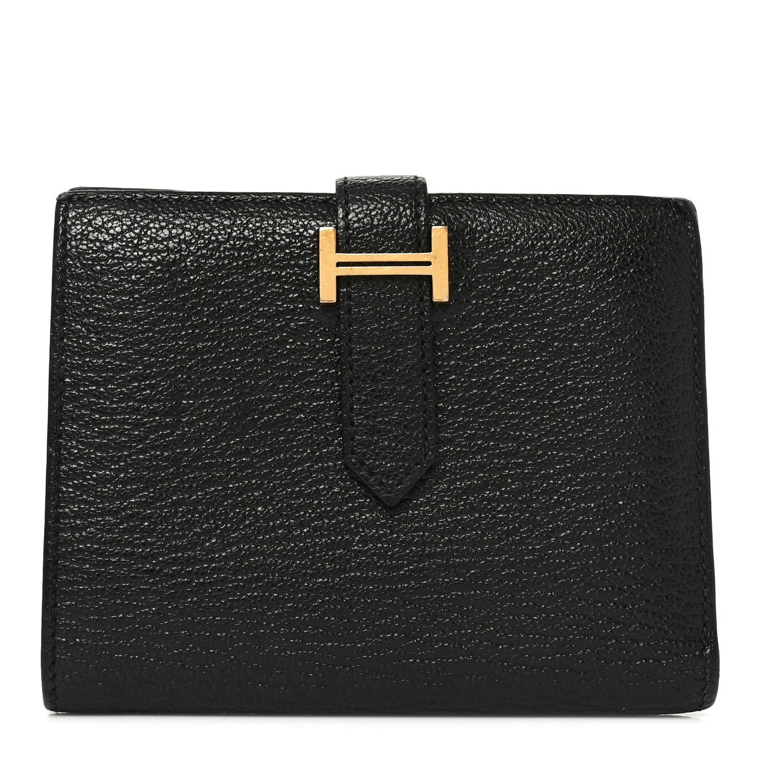 Hermes Chevre Mysore Bearn Compact Wallet Black