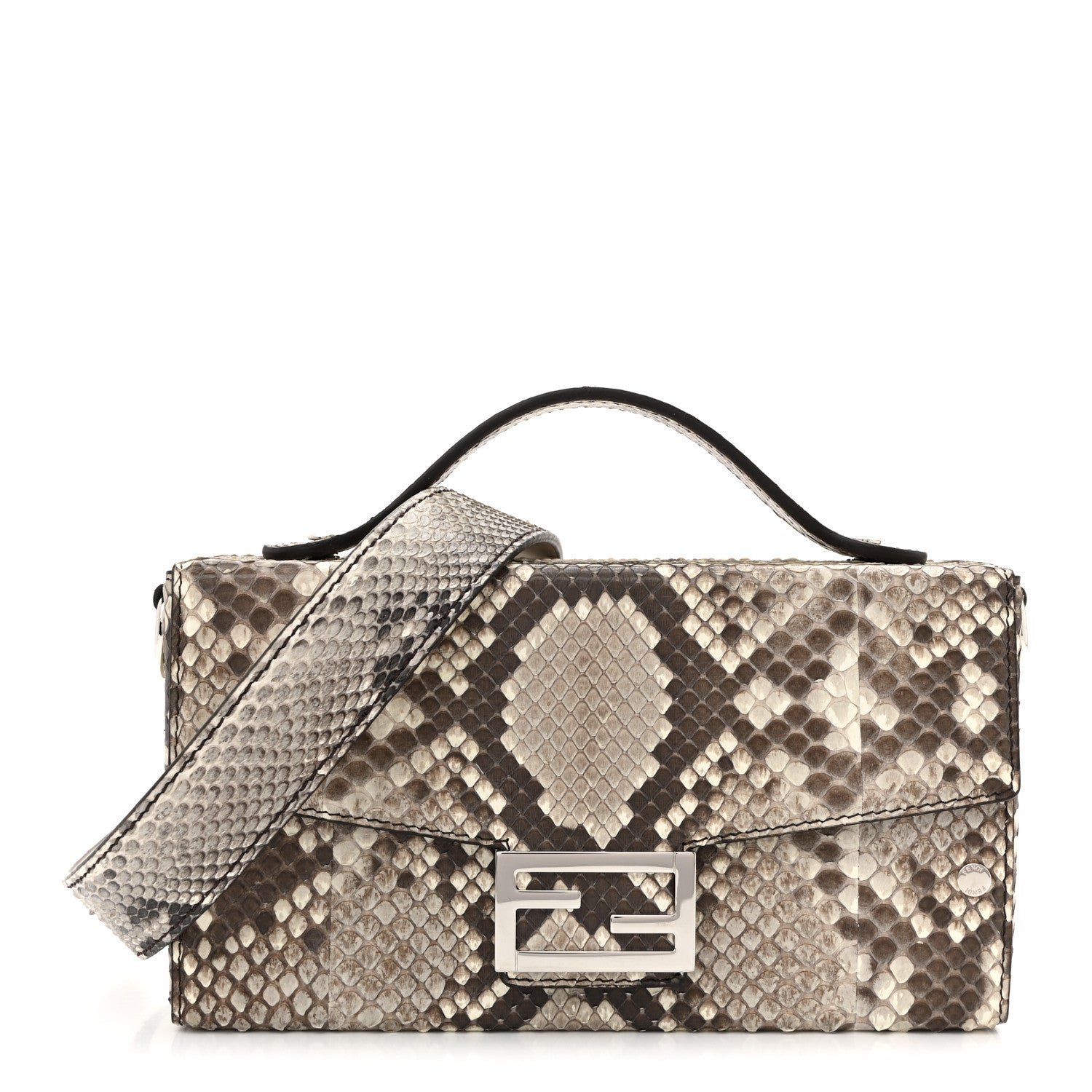 Fendi Fendi Snakeskin Baguette Soft Trunk White Camelia