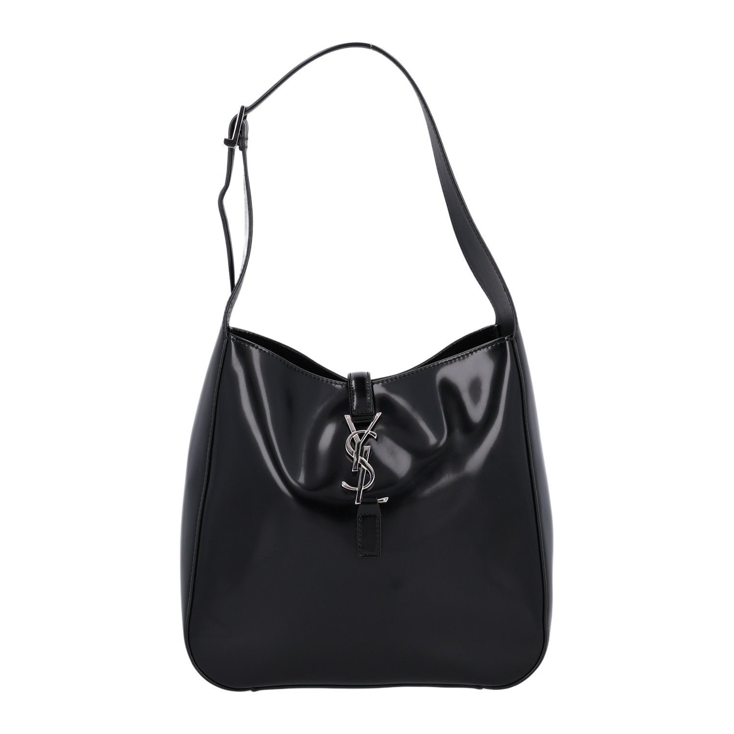 Saint Laurent Patent Small Le 5 A 7 Supple Hobo Black